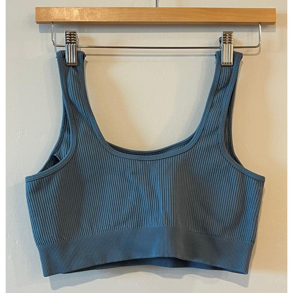 Women's Ribbed Support Sport Bra Sleeveless Blue Size Large NWOT - Picture 5 of 6